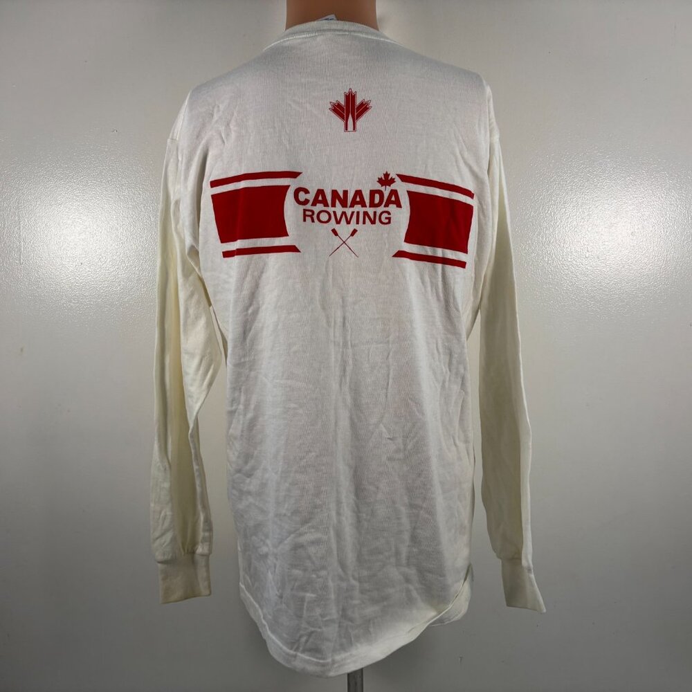 Vintage Canada Rowing T Shirt Mens Size M White Olympics Double Sided Y2K - Picture 3 of 4